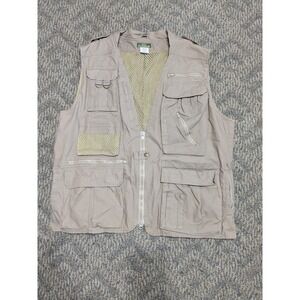 Fox Outdoor Mens XL Khaki Tactical Fishing Utility Vest Multi Pocket Mesh Vented